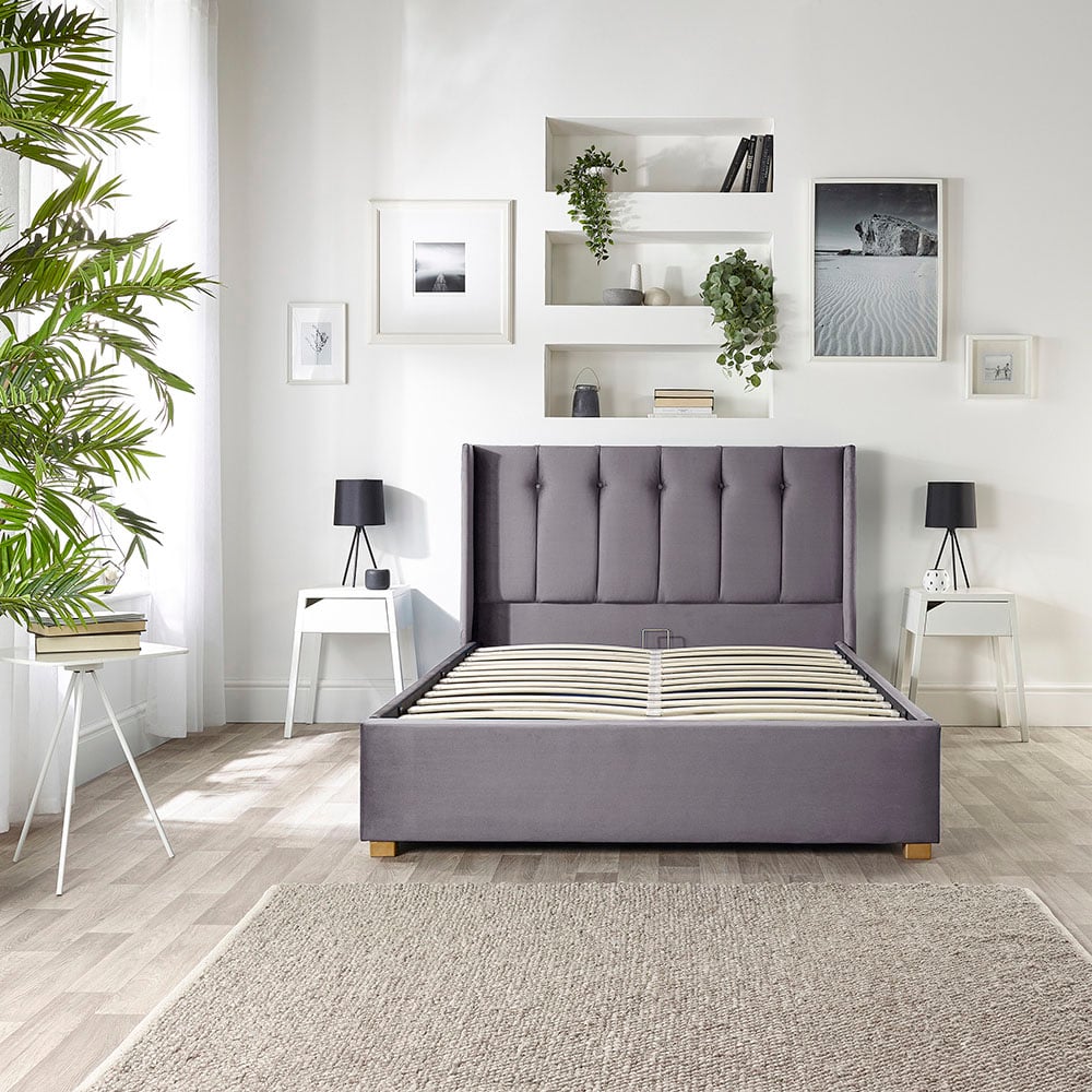 Catherine Lansfield Utopia Single Steel Velvet Ottoman Wing Bed Image 6