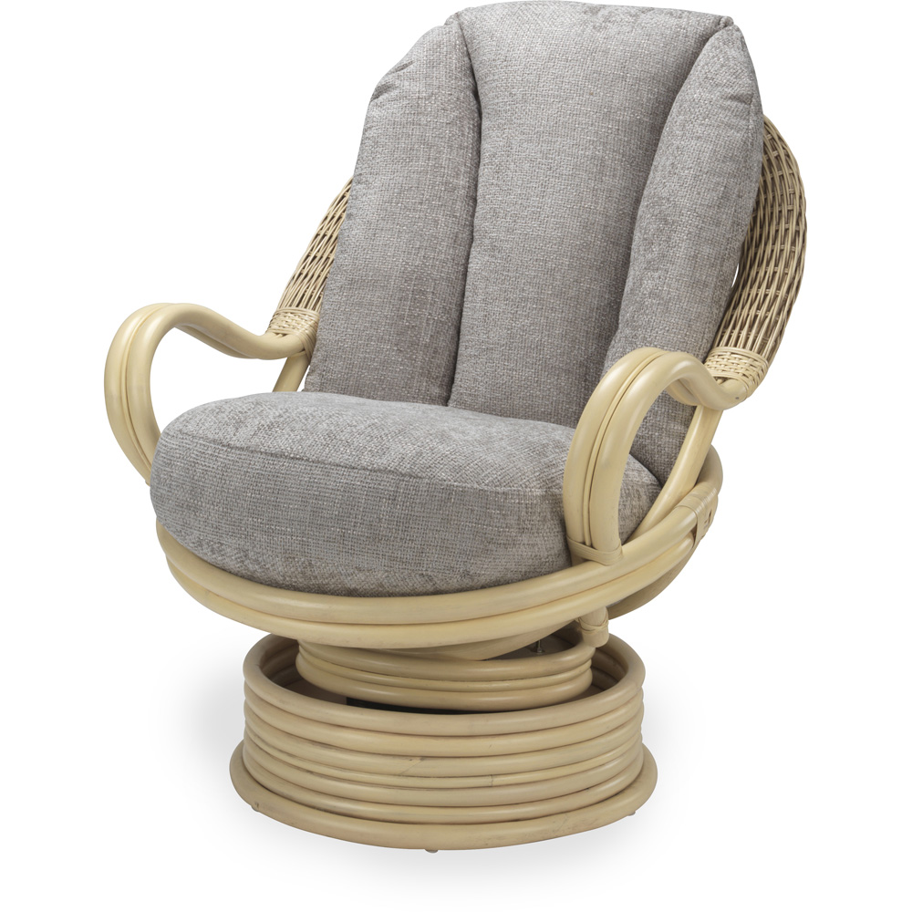 Desser Arlington Grey Natural Rattan Swivel Rocker Chair Image 2