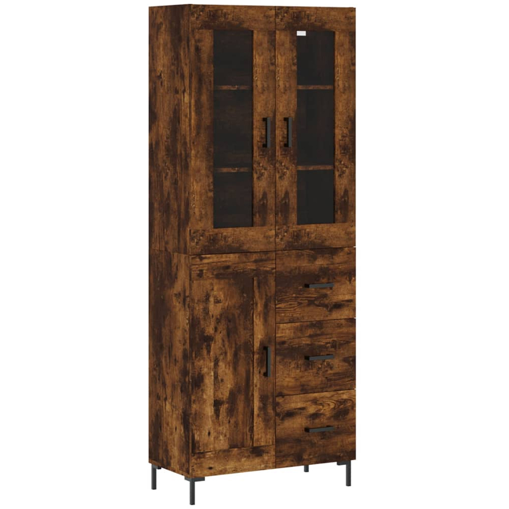vidaXL 3 Door 3 Drawer Smoked Oak Highboard Image 2