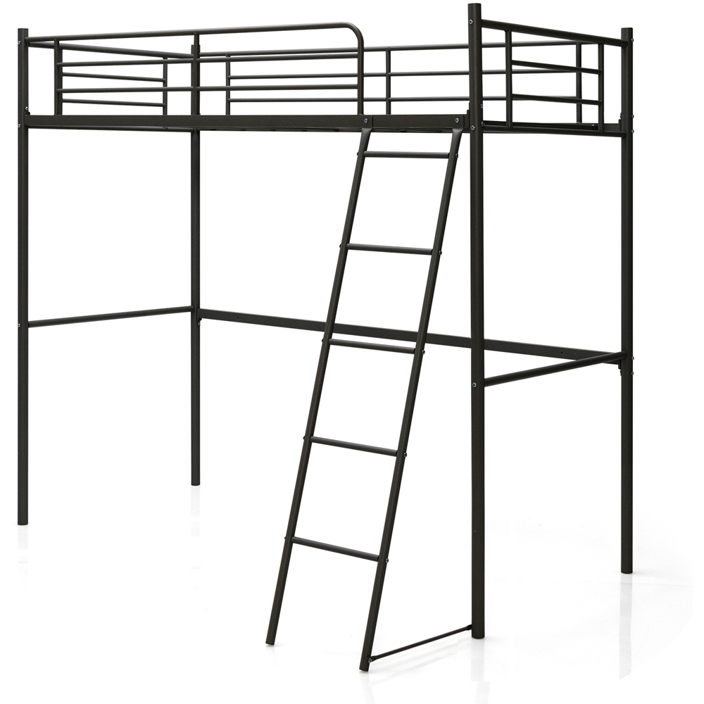 Costway Single Black Metal High Sleeper with Ladder Image 3