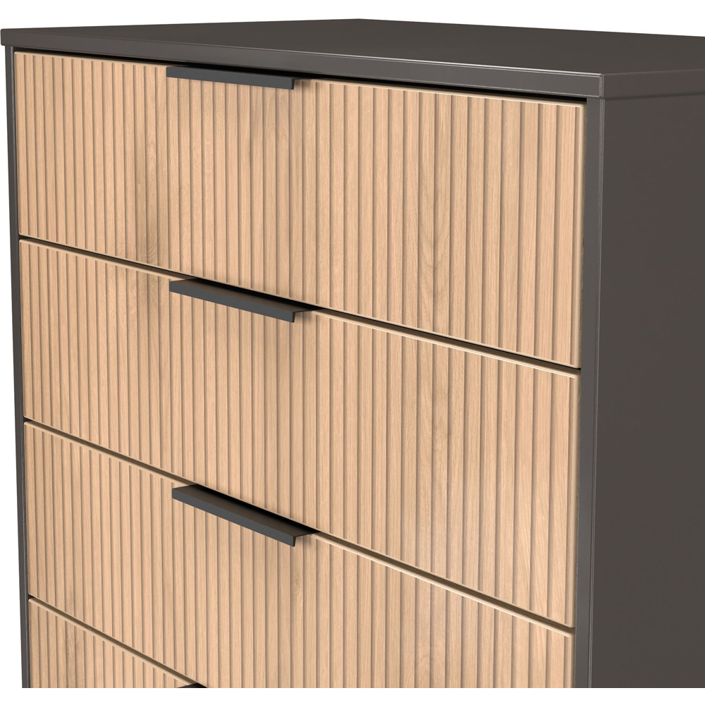 Crowndale Hong Kong 4 Drawer Slatt Effect and Graphite Chest of Drawers Ready Assembled Image 5