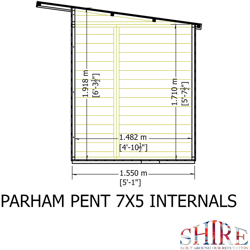 Shire Parham 7 x 5ft Shiplap Pent Garden Summerhouse Image 8