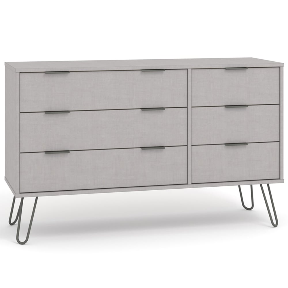 Augusta 6 Drawer Grey Wide Chest of Drawers Image 3