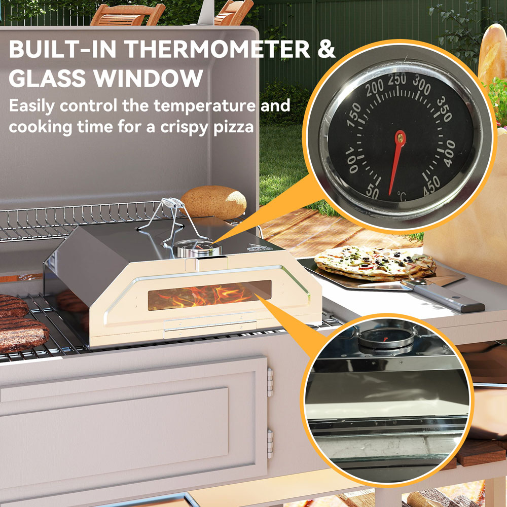 Outsunny Barbecue Pizza Oven with Thermometer Image 5