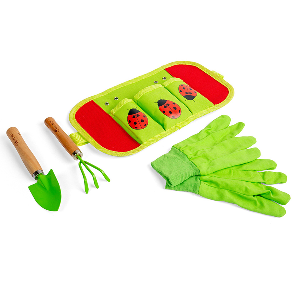Bigjigs Toys Kids Red 7 Piece Gardening Starter Pack Image 2