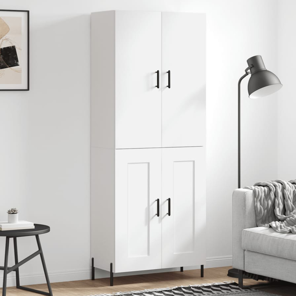 vidaXL 4 Door White Highboard Image 1