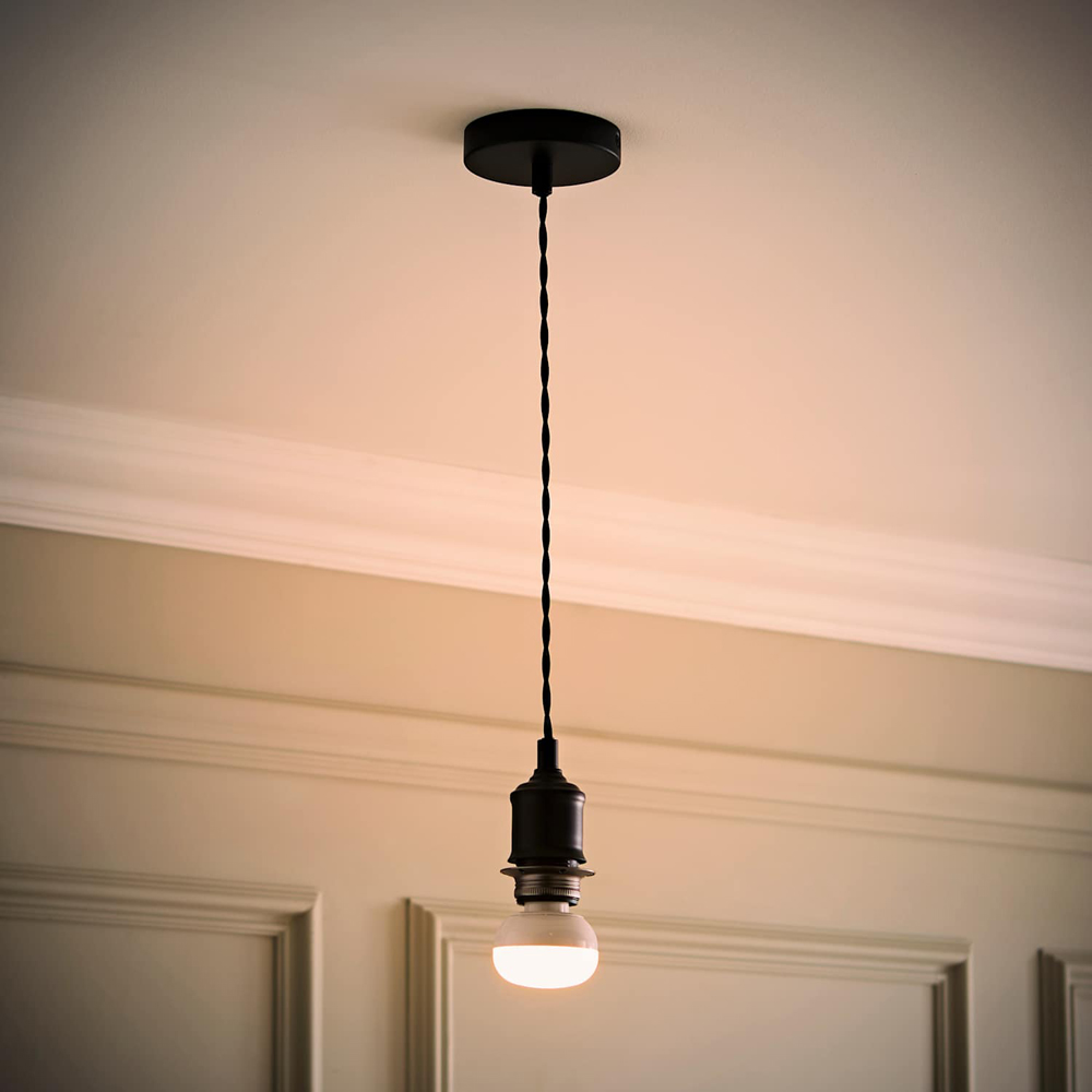 ValueLights Shaw Matt Black Rechargeable Ceiling Pendant Light Fitting Image 2