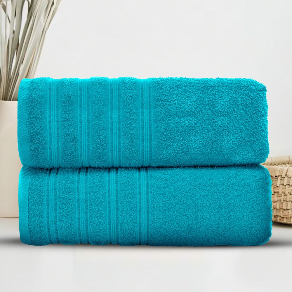 Velosso Hampi Cotton Teal Bath Towel Set of 2 Image 2