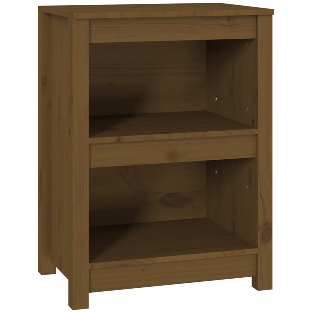 vidaXL 2 Shelf Honey Brown Solid Pine Wood Bookcase Image 2
