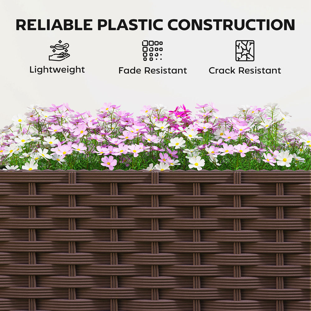 Outsunny Brown Raised Garden Bed with Tomato Cage and Drainage Holes 182 x 40 x 40cm Image 4