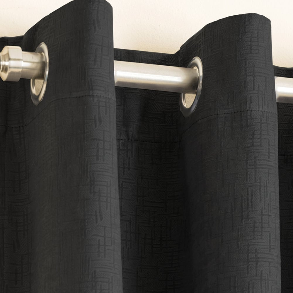 Enhanced Living Vogue Black Thermal Blackout Eyelet Readymade Curtains 168 x 137cm Image 3