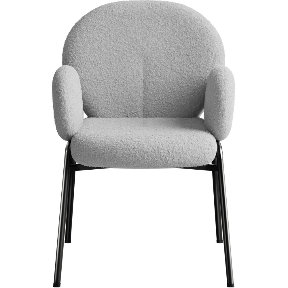 tectake Set of 4 Light Grey Boucle Padded Dining Chair Image 3