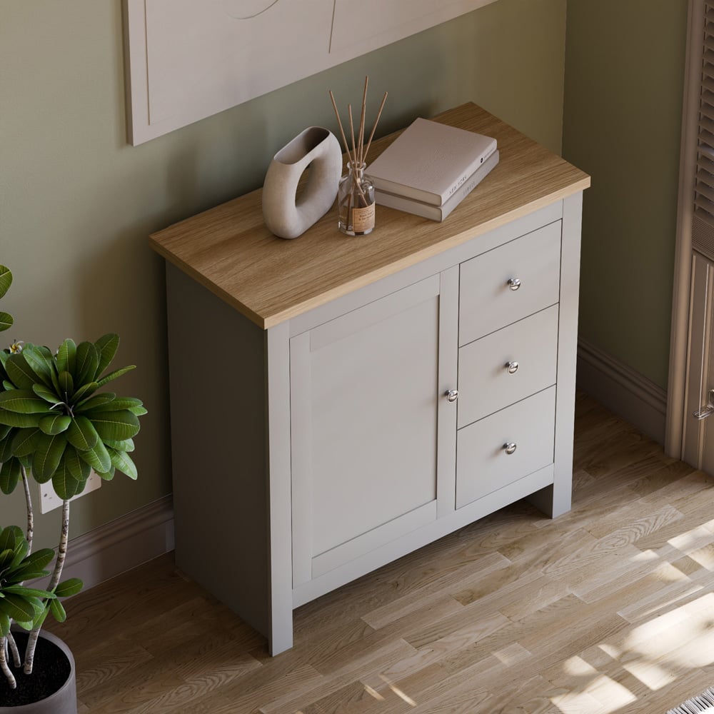 Vida Designs Arlington Single Door 3 Drawer Grey Sideboard Image 5