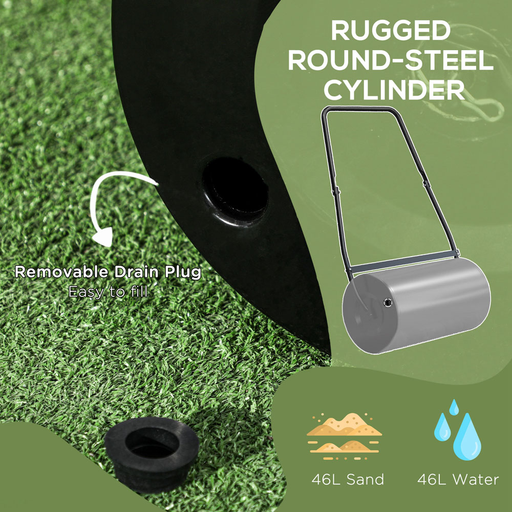 DURHAND 46L Black Fillable Steel Lawn Roller Image 4