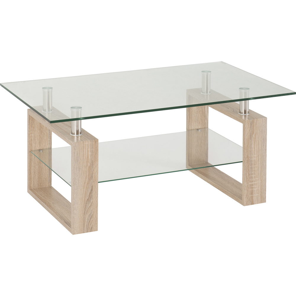 Seconique Milan Light Sonoma Oak and Glass Coffee Table Image 2