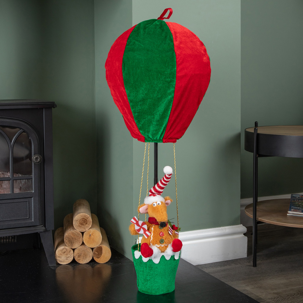 Samuel Alexander Red and Green Razza Rat Hot Air Balloon Hanging Christmas Decoration 80cm Image 8