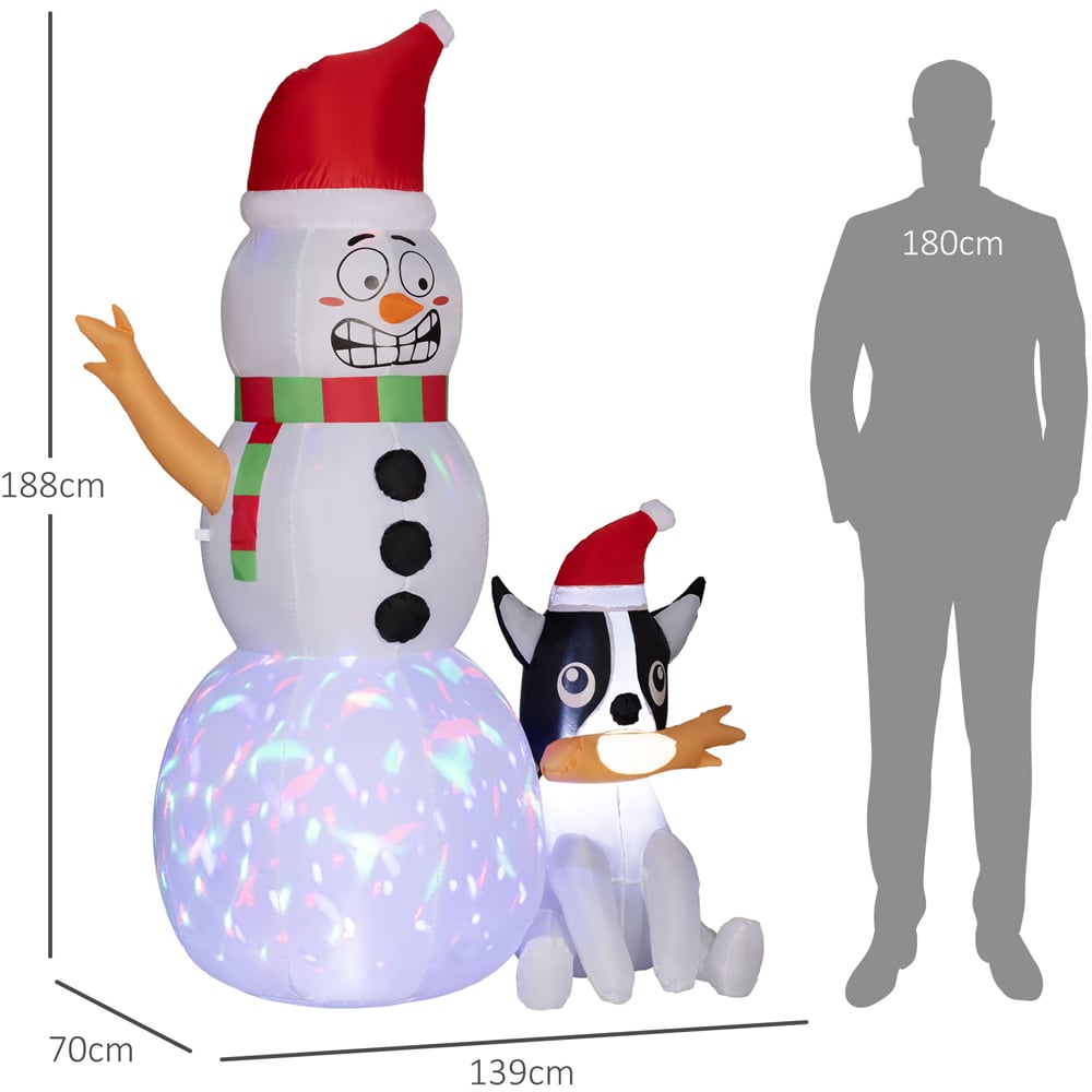 Everglow LED Inflatable Snowman with Dog Christmas Decoration 6.2ft Image 8
