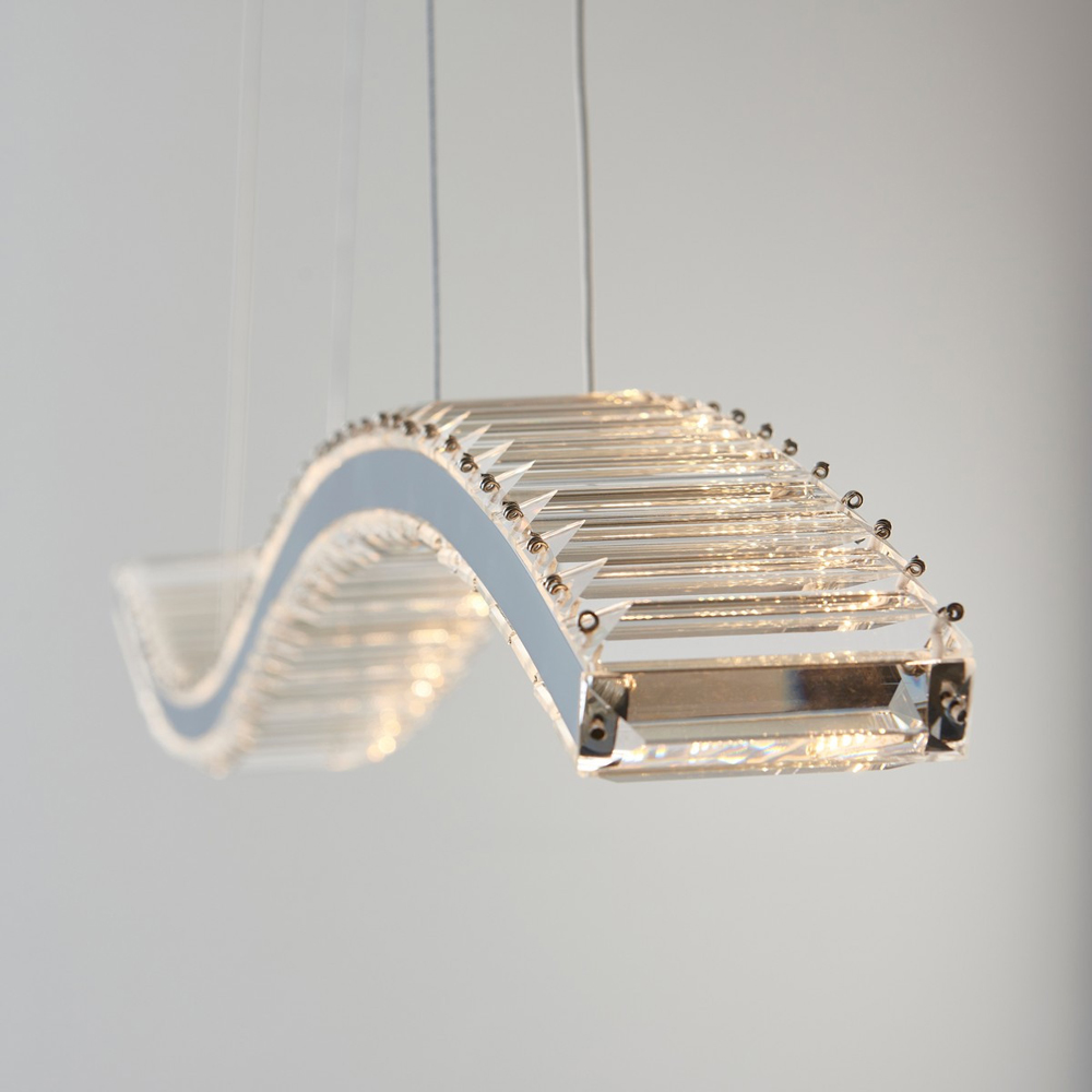 Merano Foggia Chrome Plate Crystal Pendant Ceiling Lamp Image 6