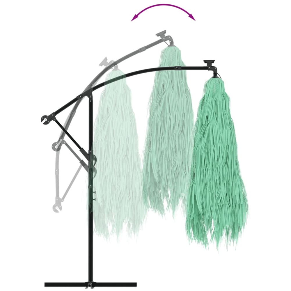 vidaXL Green Straw Top Cantilever Parasol with Steel Pole 2.6m Image 5