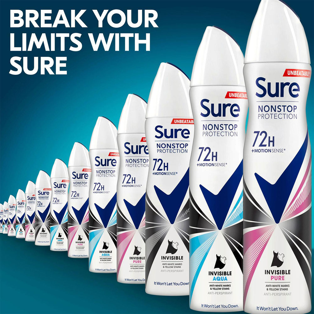 Sure Women Invisible Pure 72H Protection Anti-Perspirant Deodorant 250ml 18 Pack Image 6