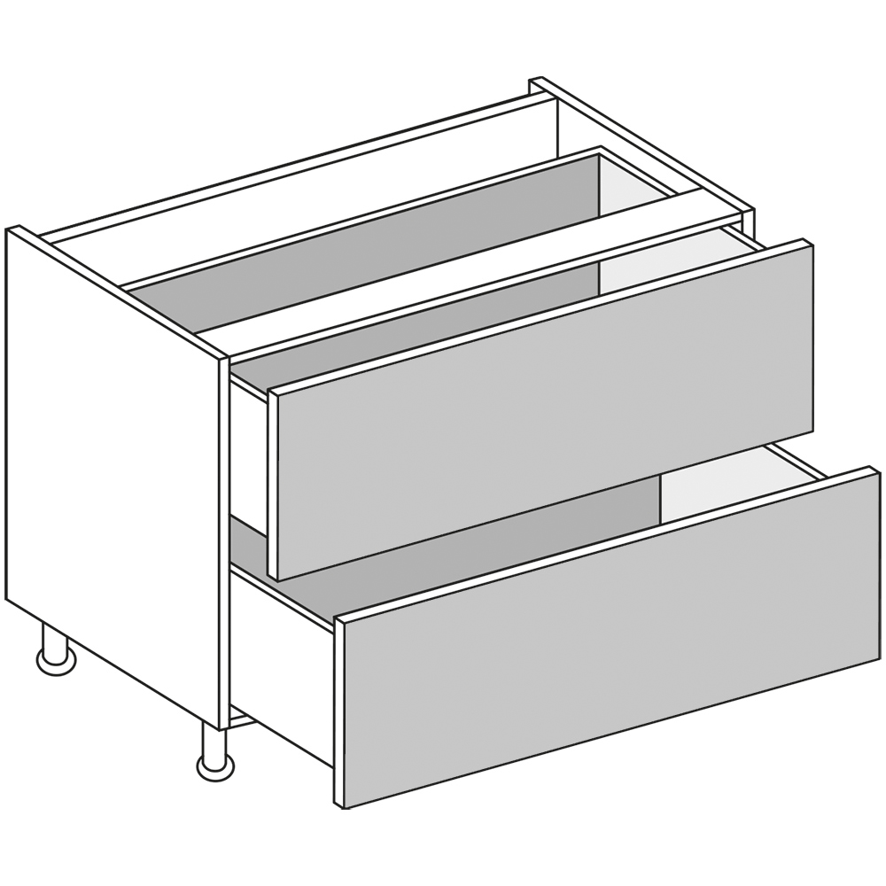 wilko Modern Slab Matt Dove Grey 2 Drawer Base 900mm Image