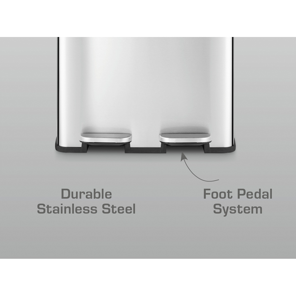 Swan Silver Stainless Steel Dual Recycling Bin 60L Image 8