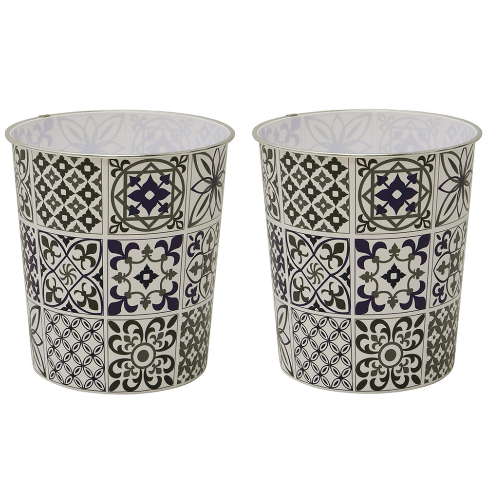 JVL Set of 2 Mosaic Plastic Waste Paper Bins 9L Image 1