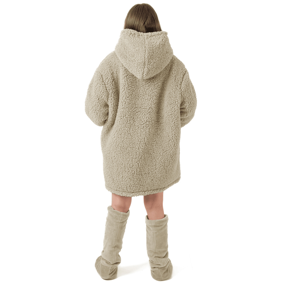 Velosso Teddy Fleece Hoodie Oversize Beige Image 2
