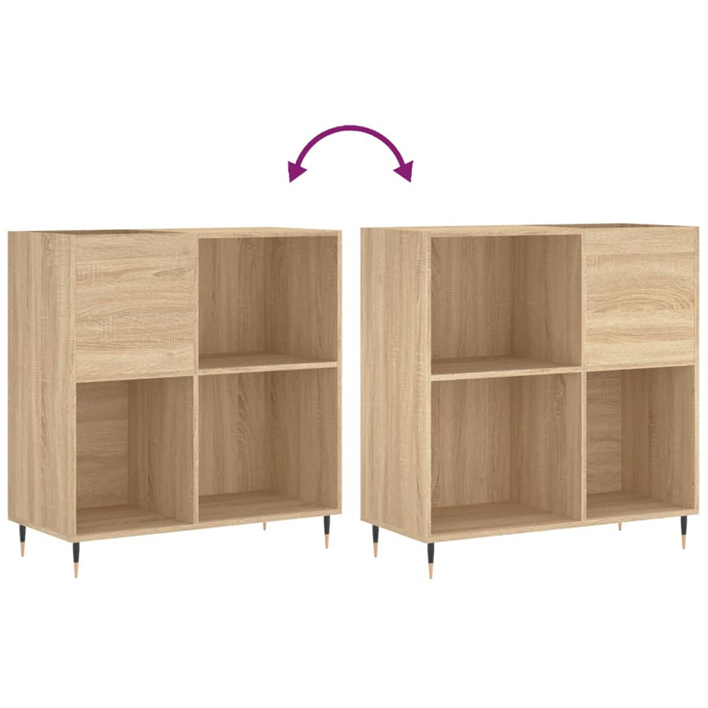 vidaXL 3 Shelf Sonoma Oak Square Record Cabinet Image 7