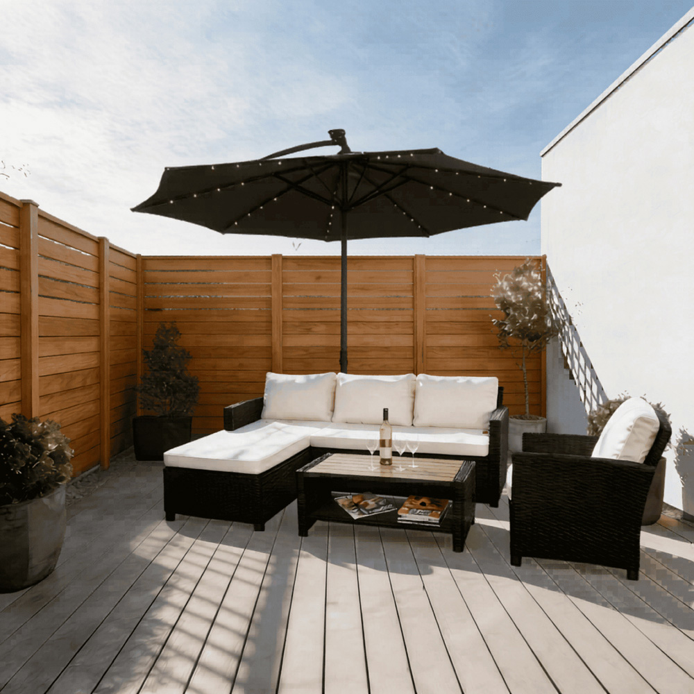 Home Source Palmera Grey Solar LED Cantilever Parasol 3m Image 8