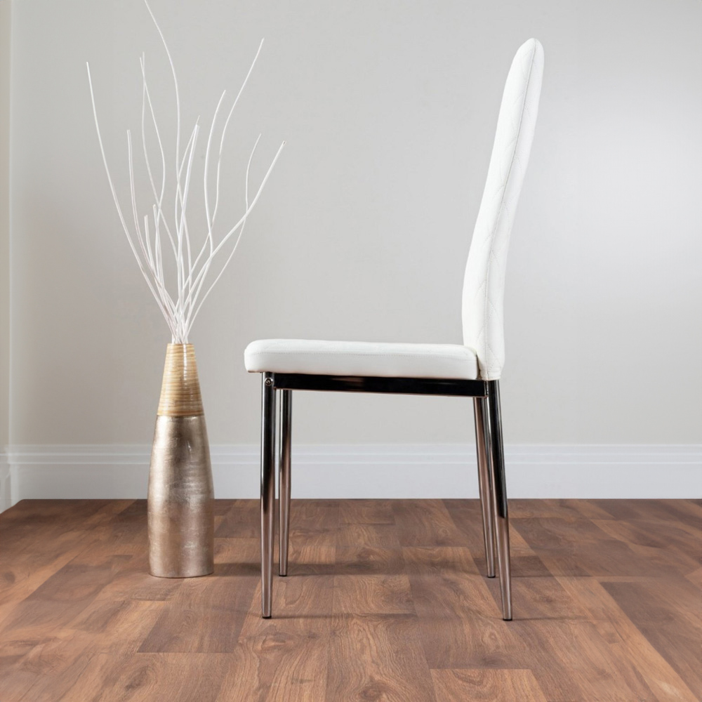 Furniturebox Lucia Valera 6 Seater Round Dining Set Grey Gloss White and Chrome Image 4