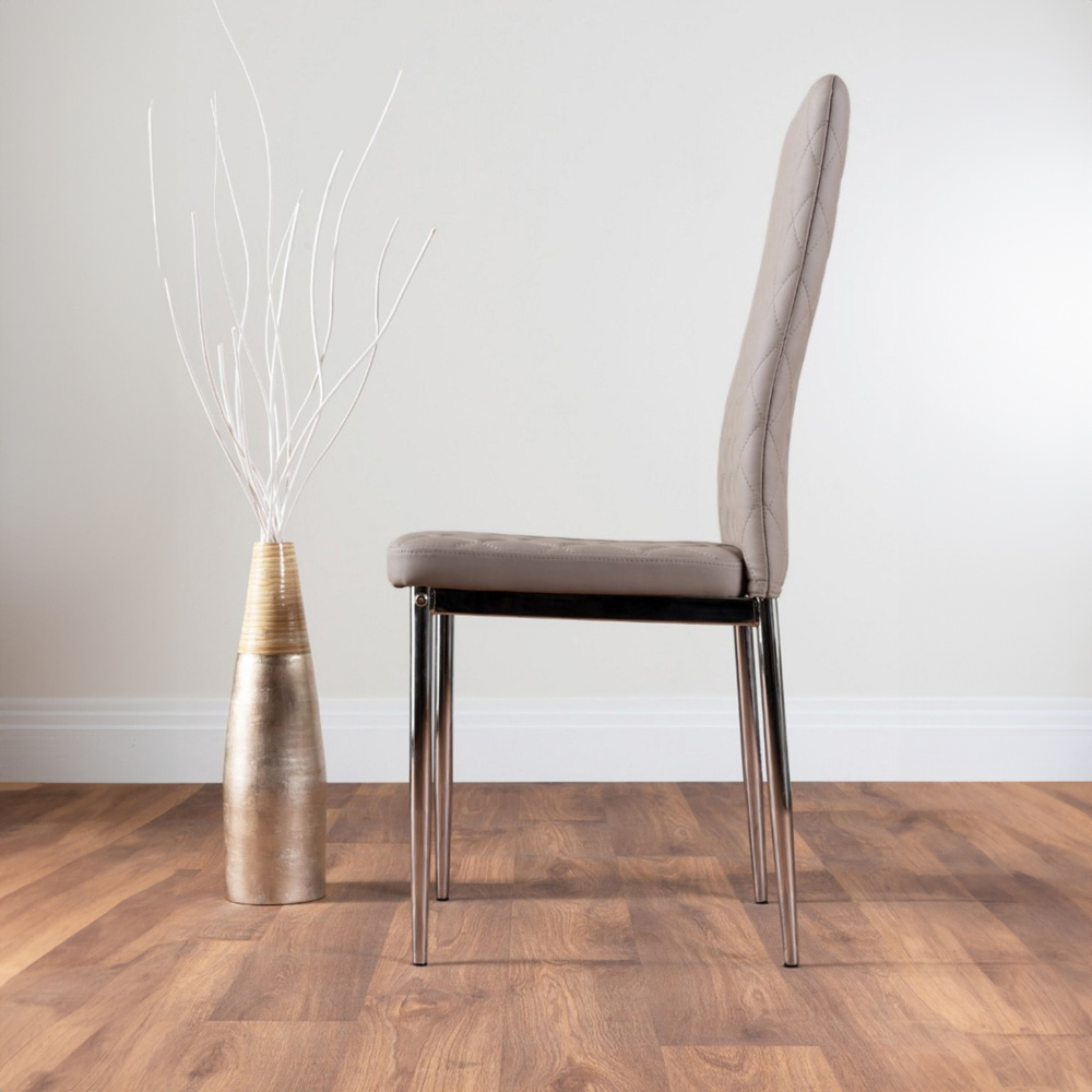 Furniturebox Lucia Valera 6 Seater Round Dining Set Grey Gloss Cappuccino and Chrome Image 4