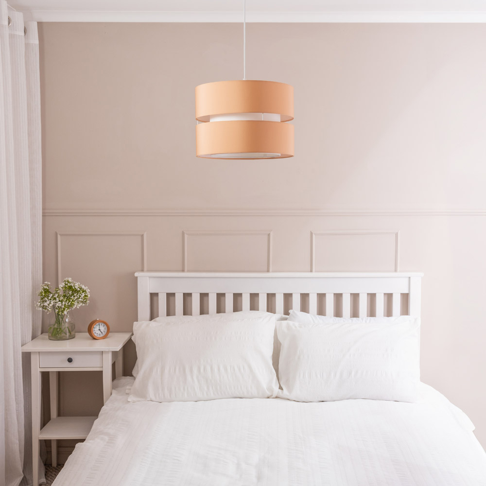 ValueLights Sophia Sand and White Large 2 Tier Ceiling Pendant Shade Image 4