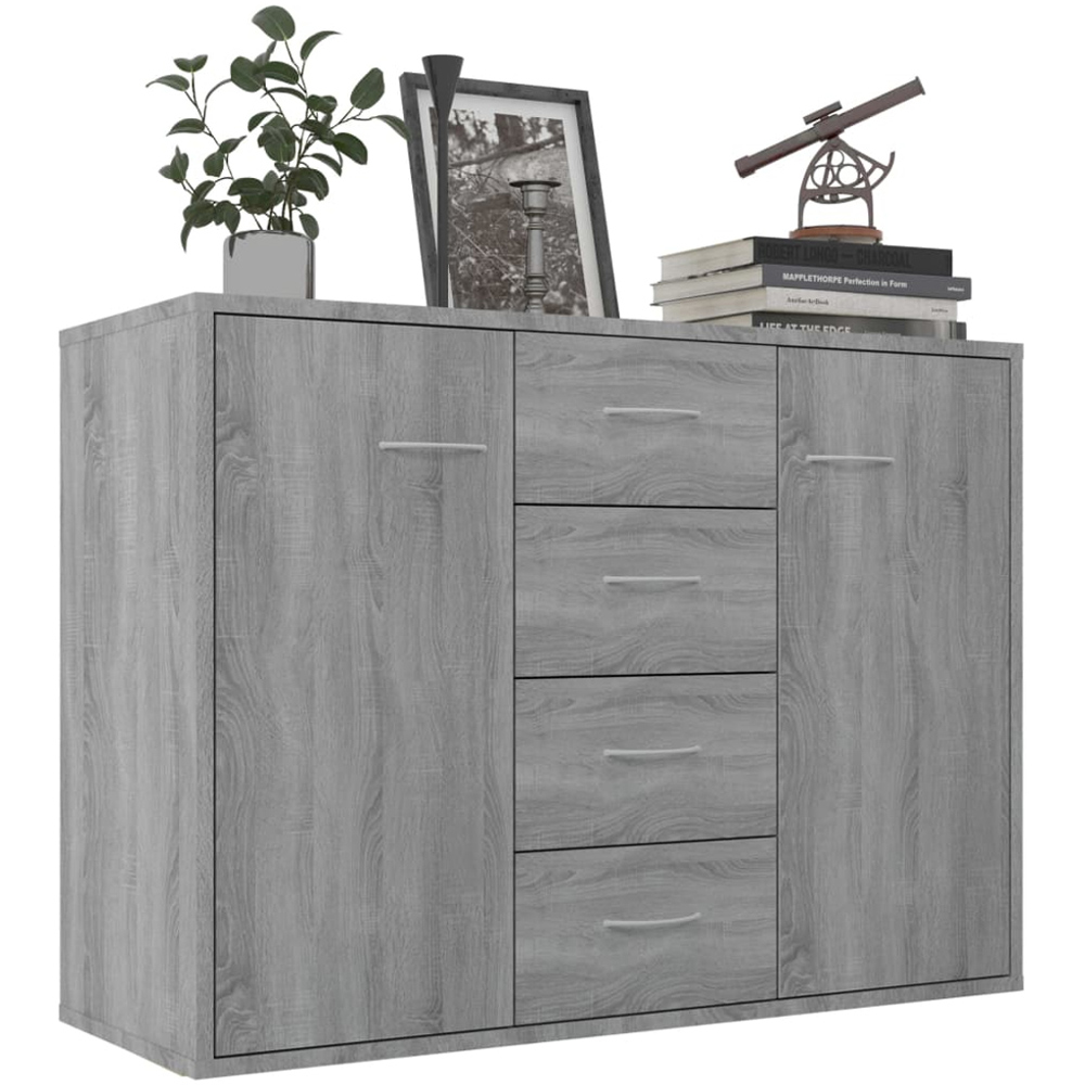 vidaXL 2 Door 4 Drawer Grey Sonoma Wooden Sideboard Image 3