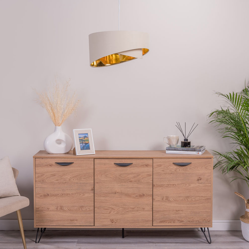 ValueLights Trekan Mink and Metallic Gold Pendant Lamp Shade Image 4