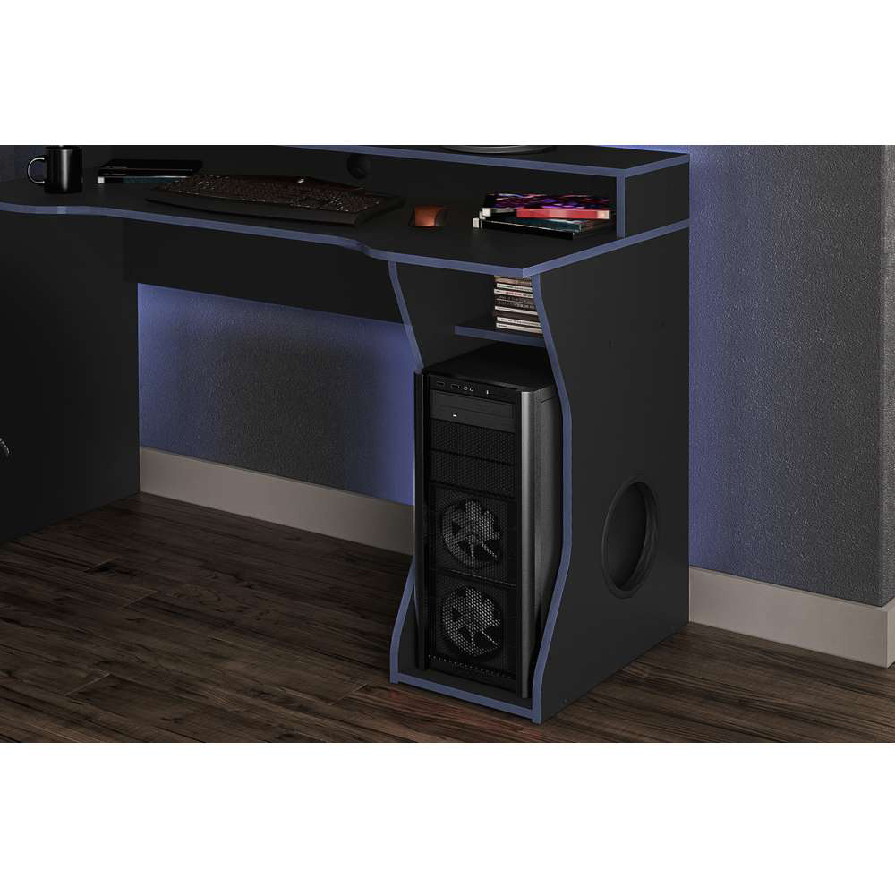 Enzo Gaming Computer Desk Black and Dark Blue Image 6