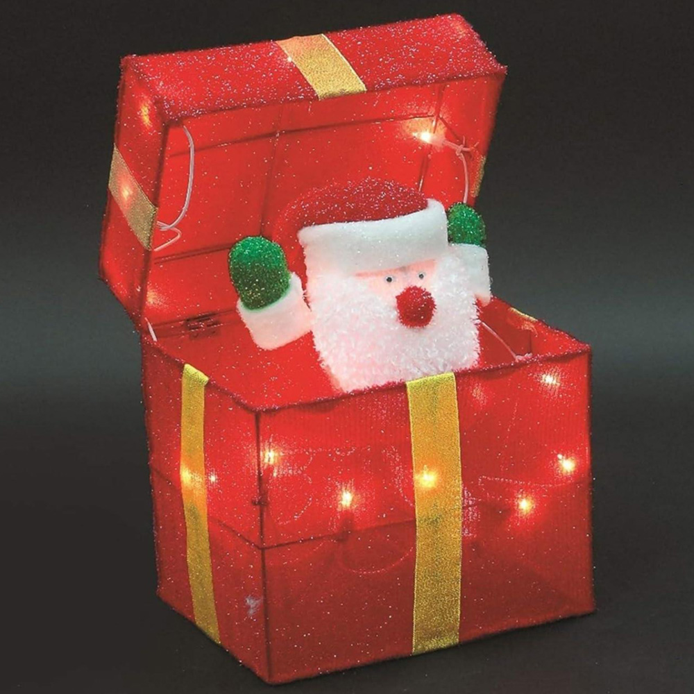 Shatchi LED Santa Pop Up Gift Box Christmas Decoration 30cm Image 1