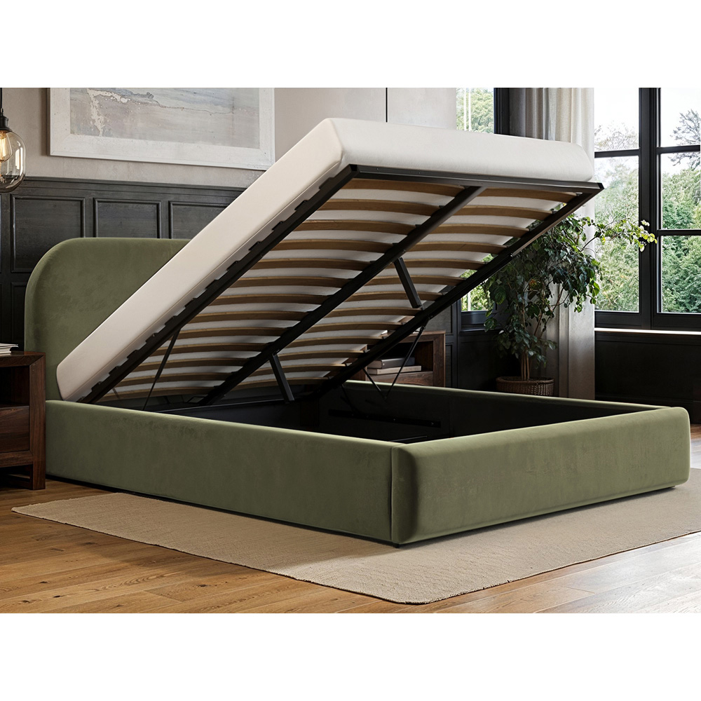 Flair Alba Double Khaki Velvet Ottoman Bed Image 4