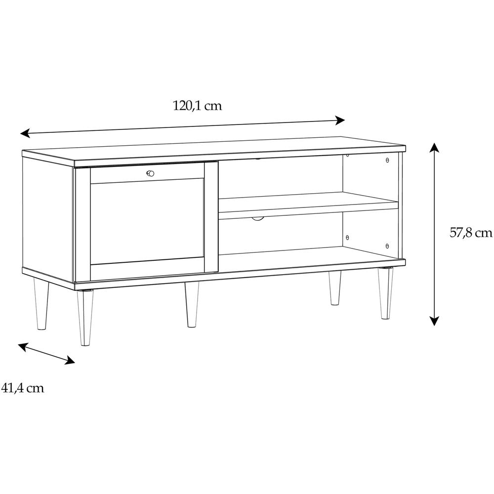 Florence Calasetta Single Door 2 Shelf Rattan Oak TV Unit Image 8