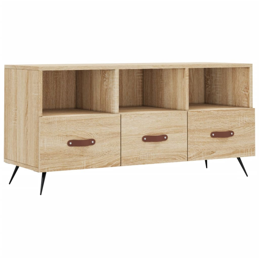 vidaXL 3 Drawer 3 Shelf Sonoma Oak TV Cabinet Image 2