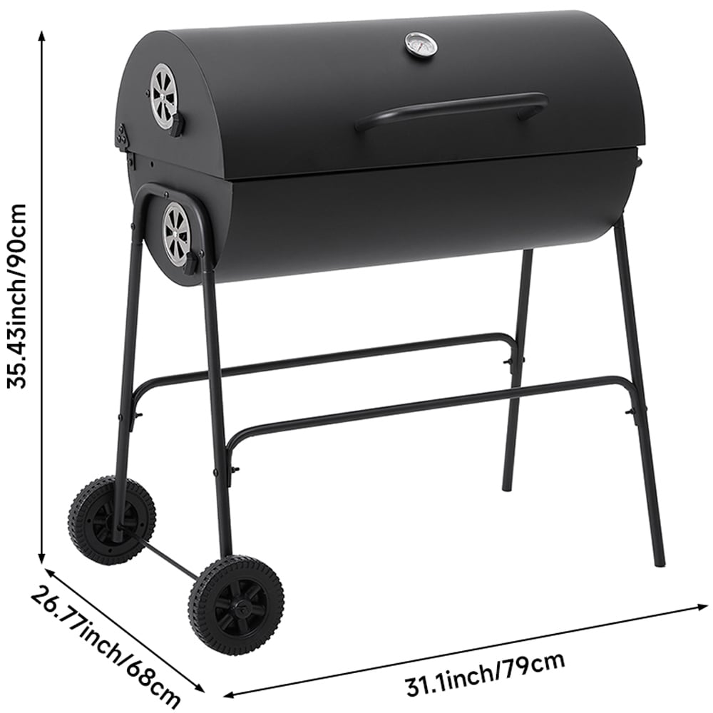 Living and Home Black Outdoor Garden Charcoal Grill with Wheels Image 9
