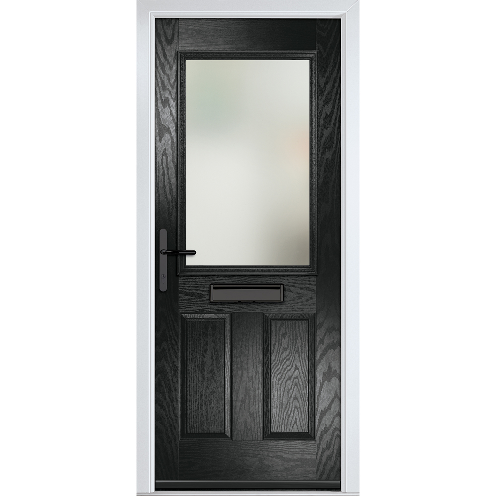 Crystal-Direct Lytham Black GRP Clear Glass Right Hand Open Front Door 2090 x 920mm Image 1