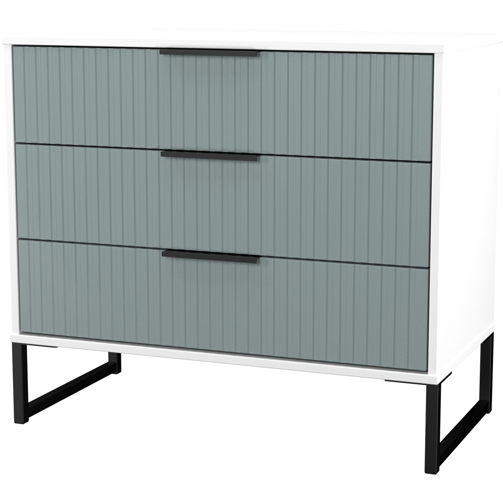 Crowndale Fluted 3 Drawer Duck and White Matt Chest of Drawers Ready Assembled Image 4