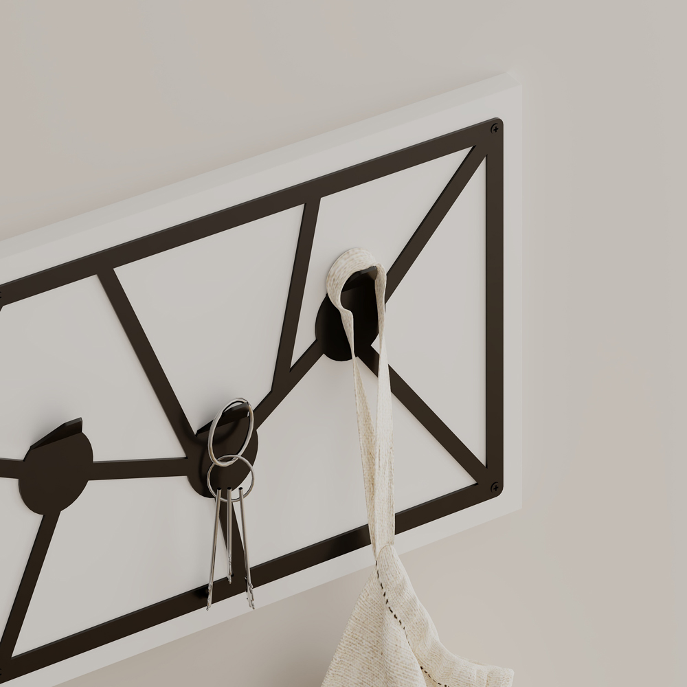 Decortie Trace White Wall Mounted Hanger with Geometric Metal Hook Image 3