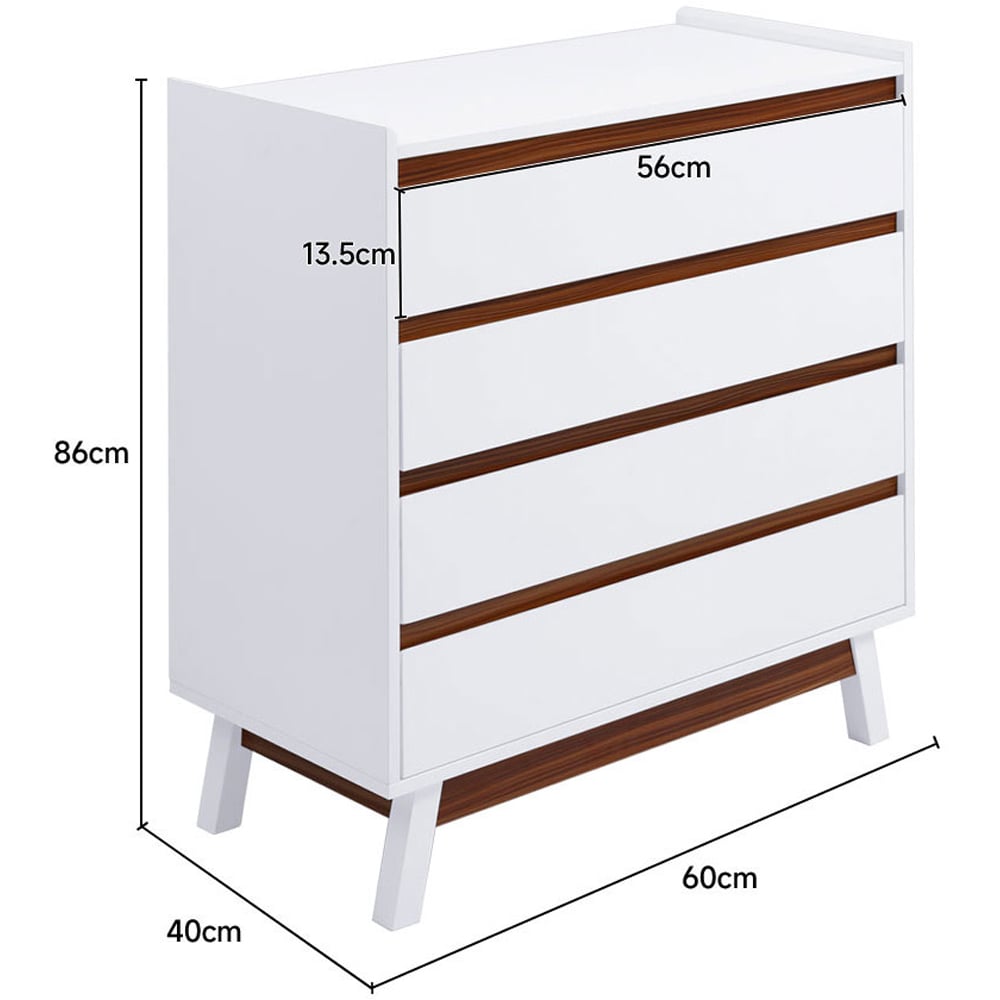 Living and Home 4 Drawer White Wooden Storage Cabinet Image 7