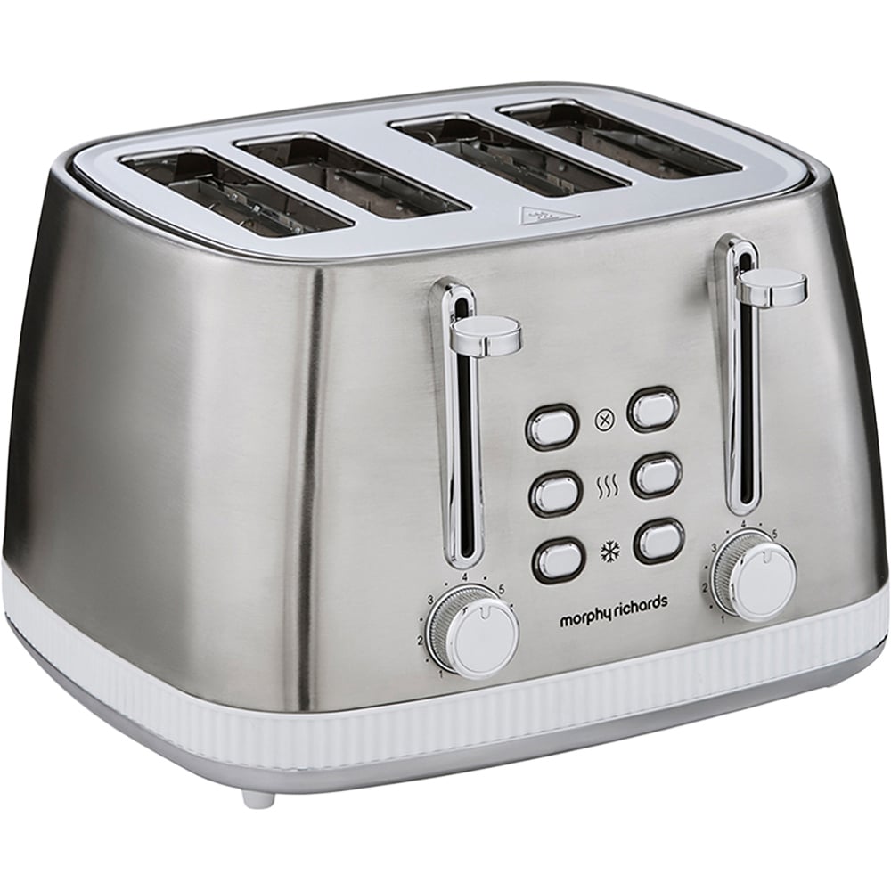Morphy Richards Mexborough 242903 White Trim Stainless Steel 4 Slice Toaster Image 1