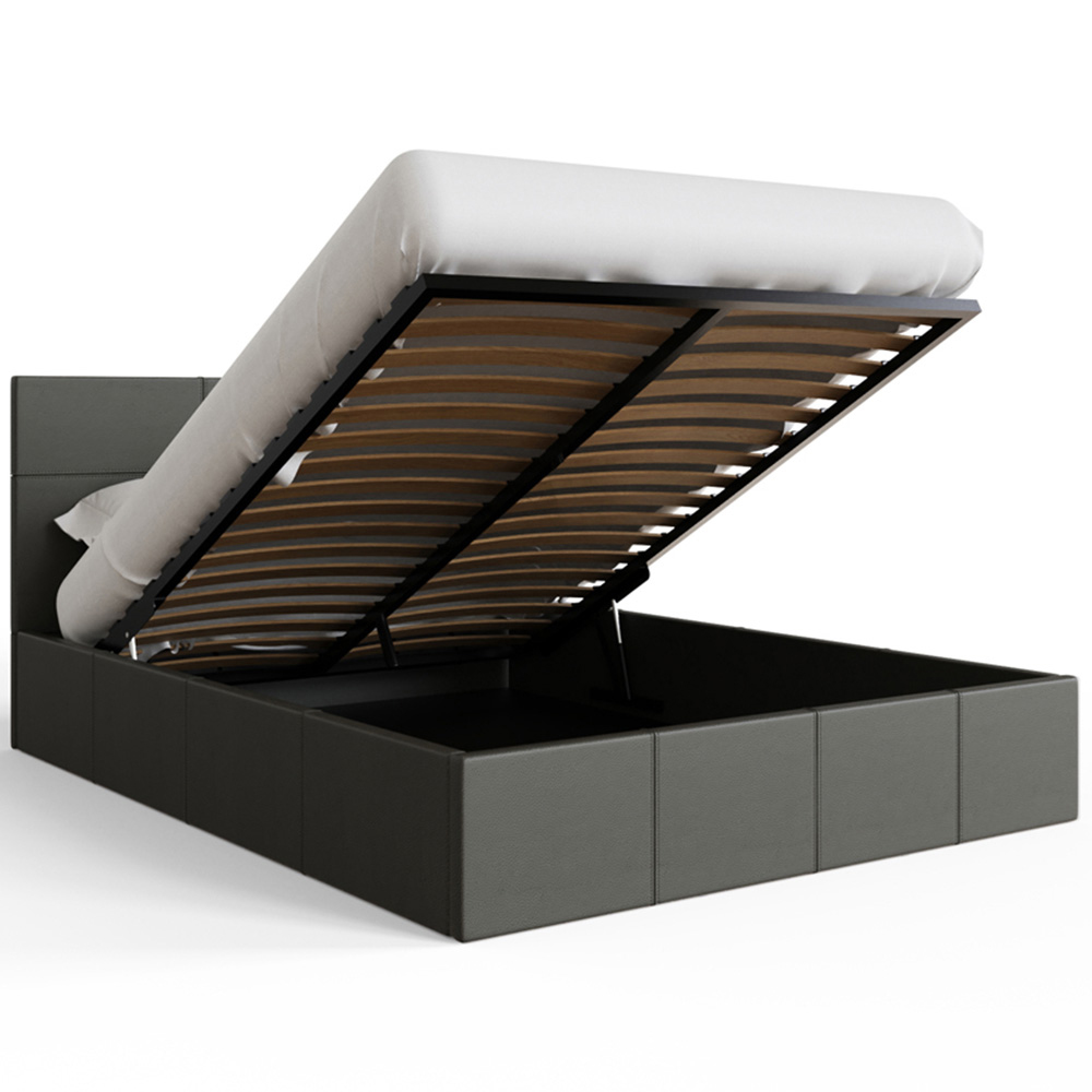 GFW Double Grey Faux Leather End Lift Ottoman Bed with Memory Pocket Spring Mattress Image 5