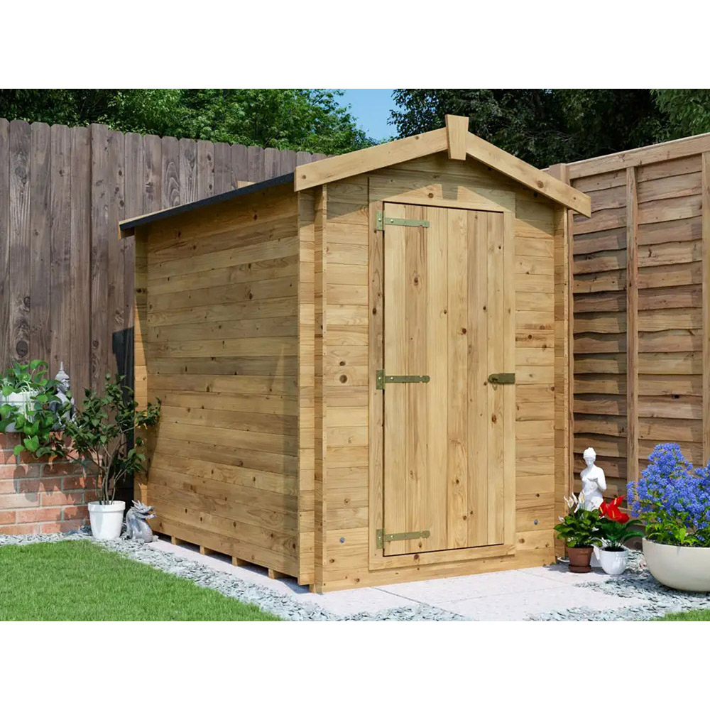 Dunster House Taarmo 5 x 7ft Brown Heavy-Duty Pent Garden Log Shed Image 3