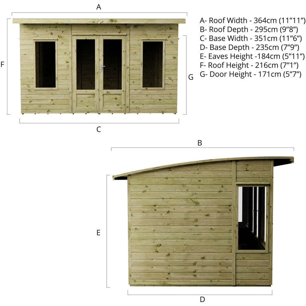 Mercia Helios 12 x 8ft Double Door Premium Shiplap Traditional Summerhouse Image 8