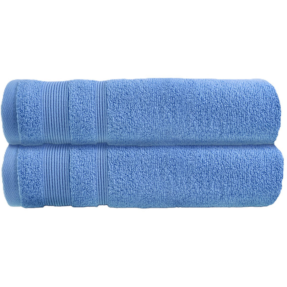 Allure Bath Fashions Luxury Zero Twist Egyptian Cotton Cornish Blue Bath Towel 2 Pack Image 1